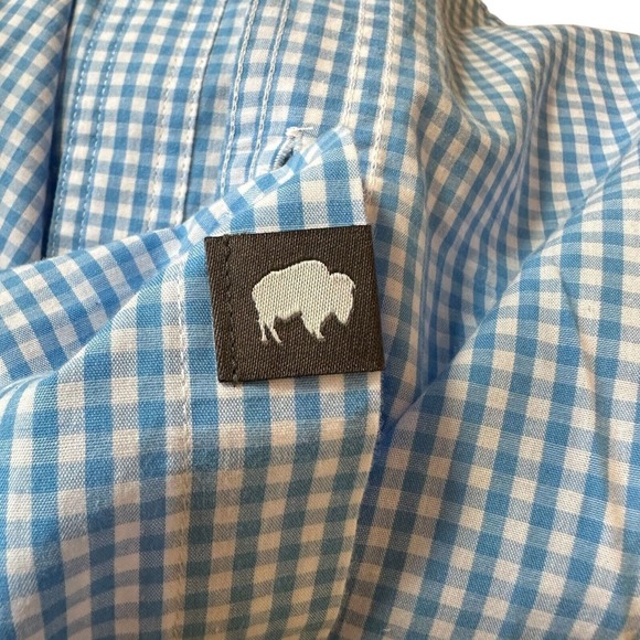 Mountain Khakis Shirt Mens Large Aqua White Checkered Cain Short Sleeve Button‎ - Picture 10 of 12